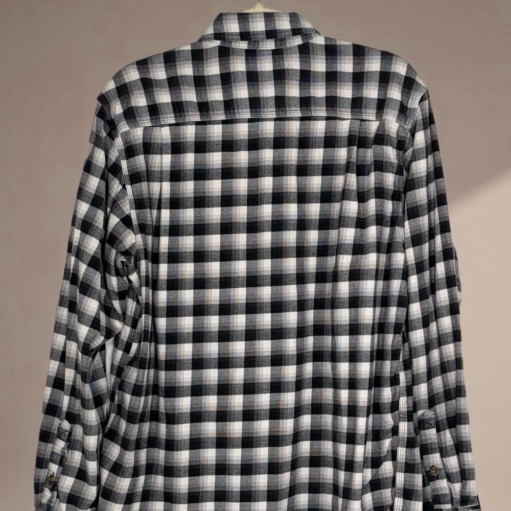 Carhartt Mens Flannel Shirt M Relaxed 103314 Hamilton Plaid Long Sleeve Gray - Picture 4 of 12